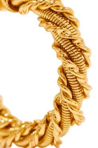 أقراط بوني دائرية بتصميم حبل مرصعة بكابوشون معدن مطلي بالذهب